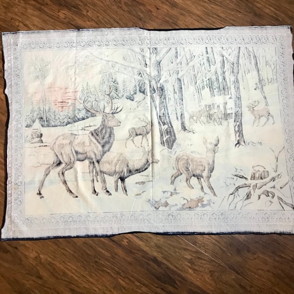 VTG Deer Elk Tapestry Wall Hanging Rug Rustic BOHO - Picture 5 of 7